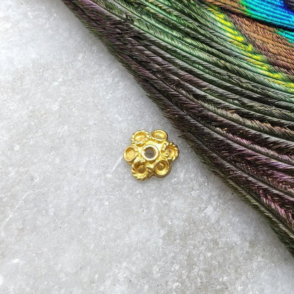 18k Solid Yellow Gold Plain Beads Caps Supplies 6mm - Kanika Creations