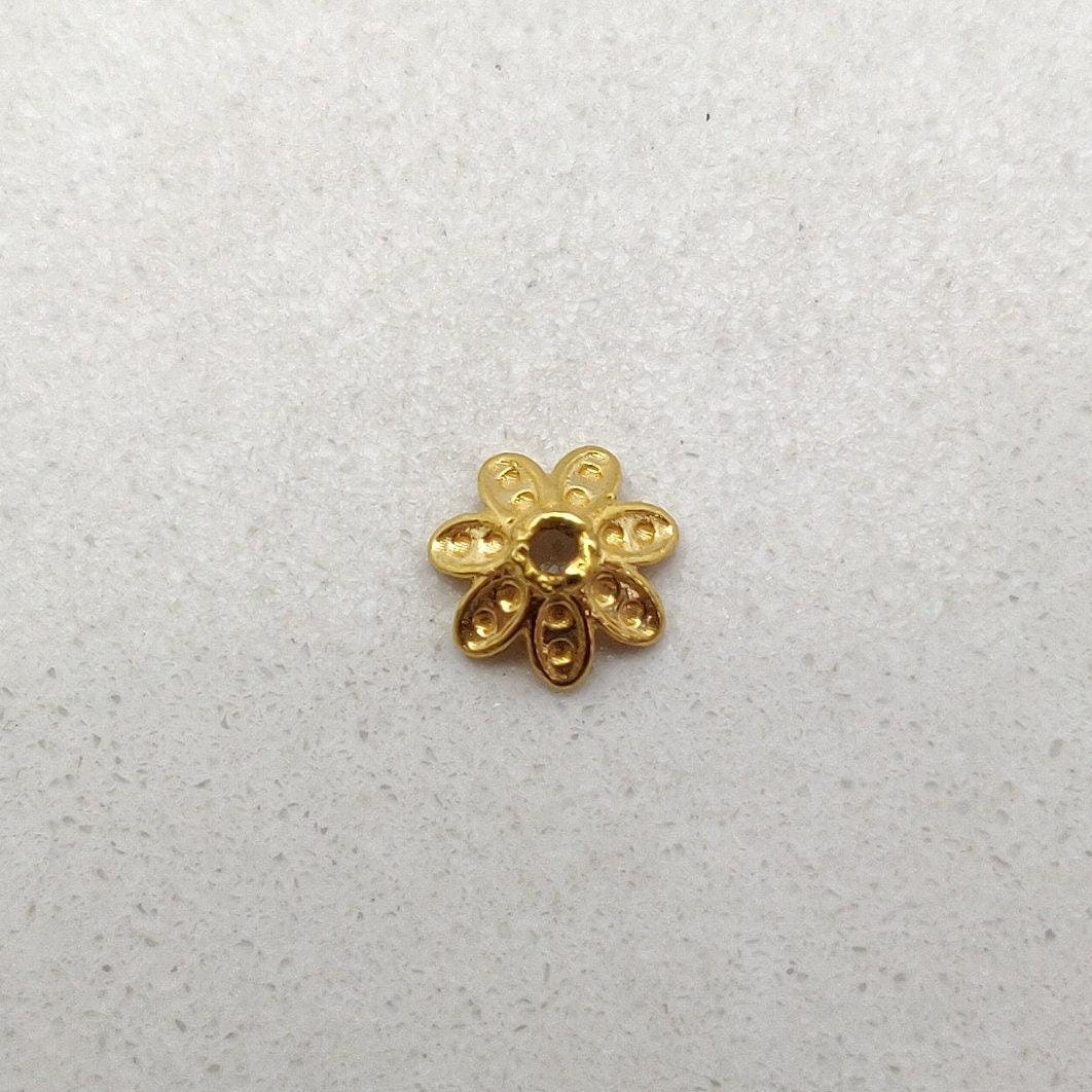 18k Yellow Gold Spacer Bead Cap DIY For Jewelry - Kanika Creations