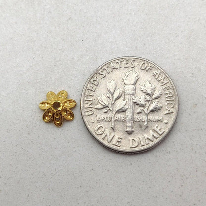 18k Yellow Gold Spacer Bead Cap DIY For Jewelry - Kanika Creations