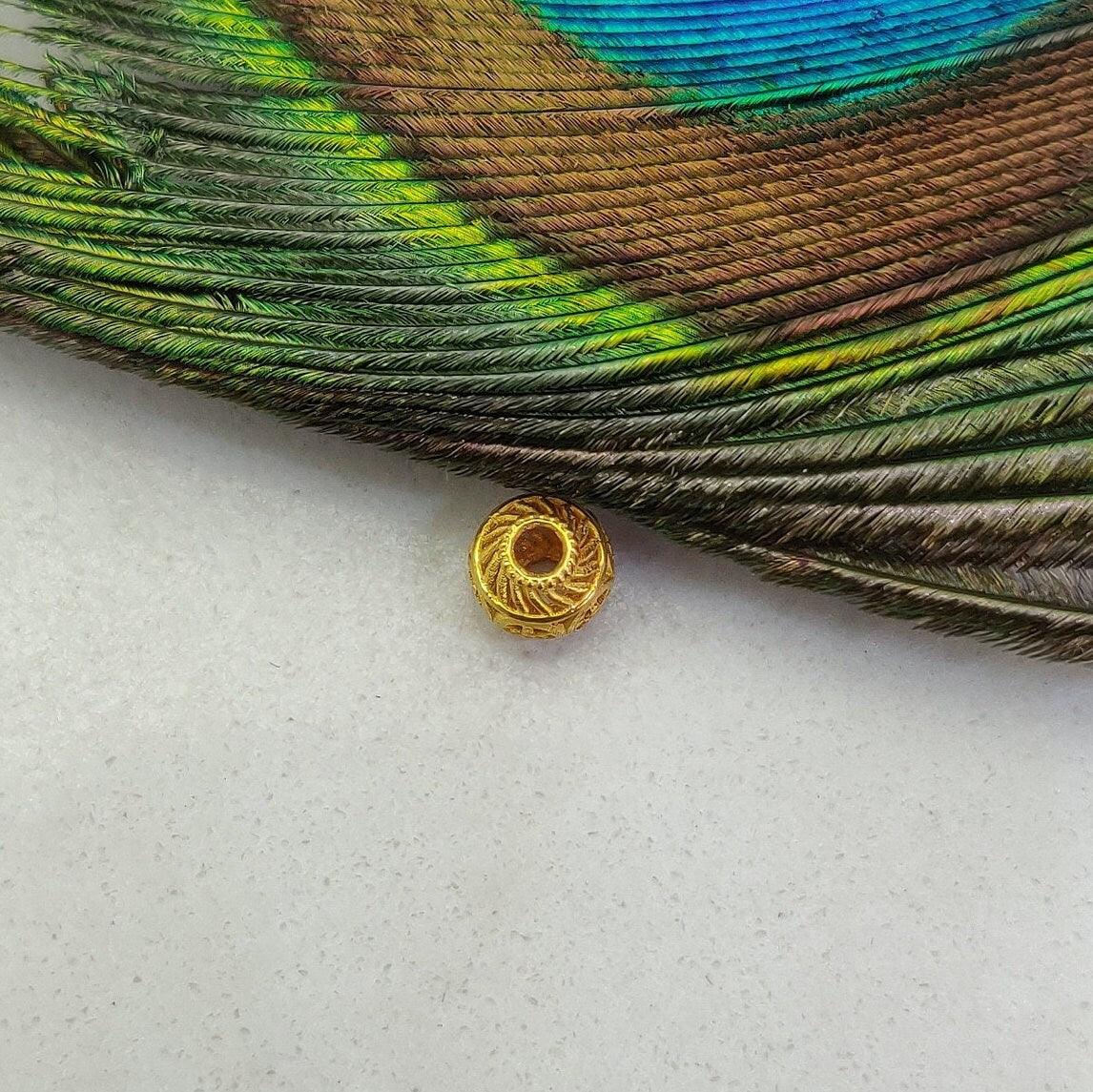 18k Yellow Gold Drum Spacer Beads 6mm - Kanika Creations