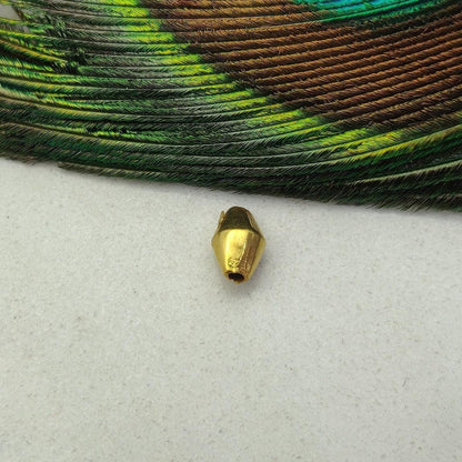 18k Solid Yellow Gold Faceted Marquise Spacer Bead 7x4mm - Kanika Creations