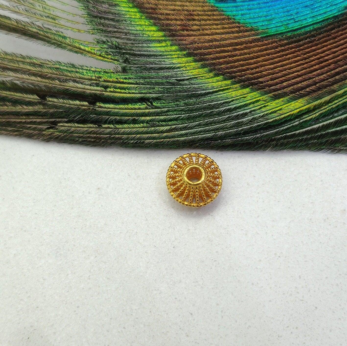 18K Solid Yellow Gold Bicone Acrylic Round Beads 1.9mm - Kanika Creations