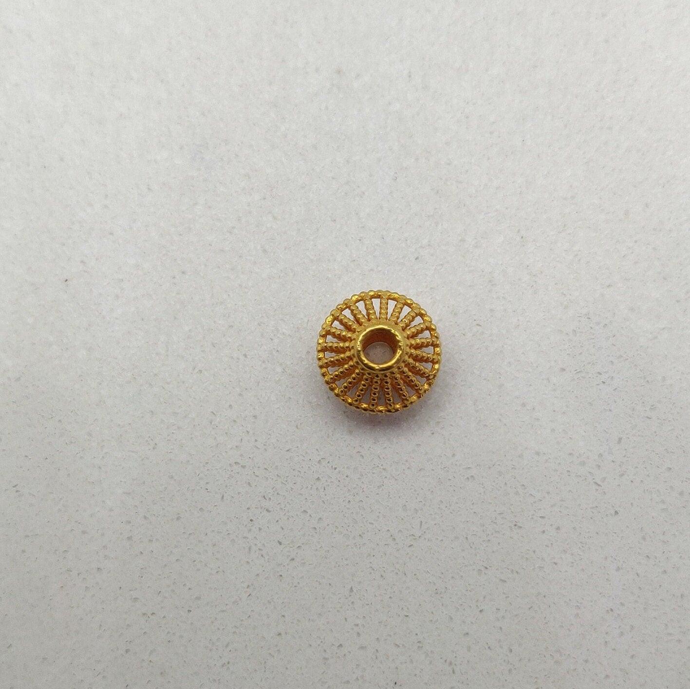 18K Solid Yellow Gold Bicone Acrylic Round Beads 1.9mm - Kanika Creations