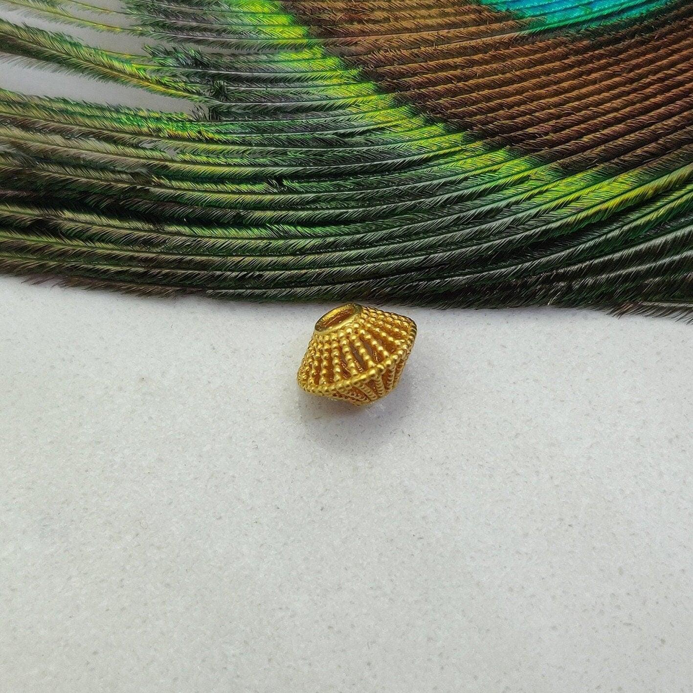 18K Solid Yellow Gold Bicone Acrylic Round Beads 1.9mm - Kanika Creations