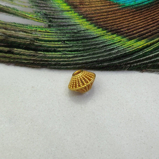 18K Solid Yellow Gold Bicone Acrylic Round Beads 1.9mm - Kanika Creations