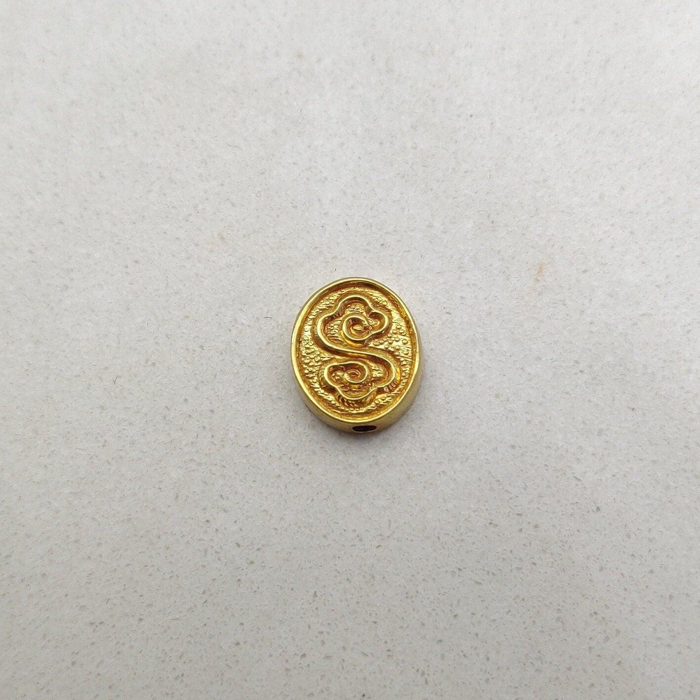 18k Solid Yellow Gold Oval Spacer Beads 10x9mm - Kanika Creations