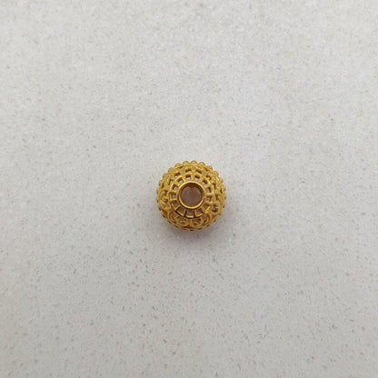 18k Solid Yellow Gold Round Textured Ball Beads 7mm - Kanika Creations