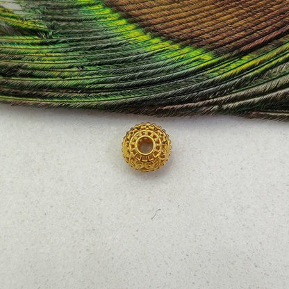 18k Solid Yellow Gold Round Textured Ball Beads 7mm - Kanika Creations