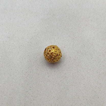 18k Solid Yellow Gold Round Textured Ball Beads 7mm - Kanika Creations