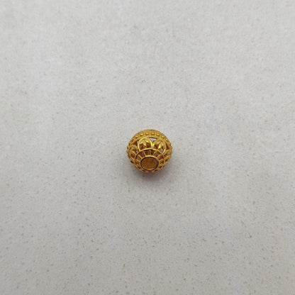 18k Solid Yellow Gold Round Textured Ball Beads 7mm - Kanika Creations