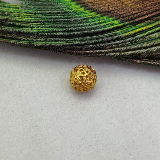 18k Solid Yellow Gold Round Textured Ball Beads 7mm - Kanika Creations