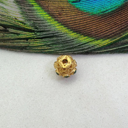 18k Yellow Gold Marquise Spacer Beads with Stone Inlay - 11X8 mm - Kanika Creations