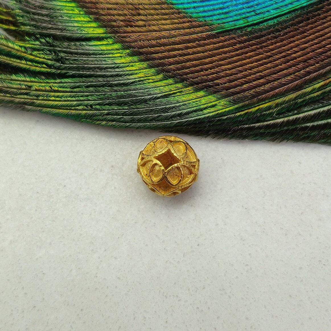 18k Solid Yellow Gold Round Spacer 8mm Beads - Kanika Creations