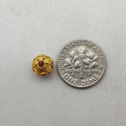 18k Solid Yellow Gold Round Spacer 8mm Beads - Kanika Creations