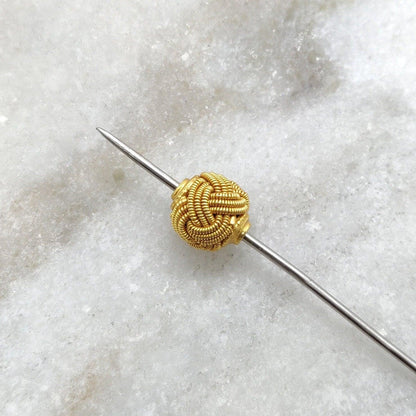 18K Solid Yellow Gold Vintage Knot Spacer Beads 9.5x9mm - Kanika Creations
