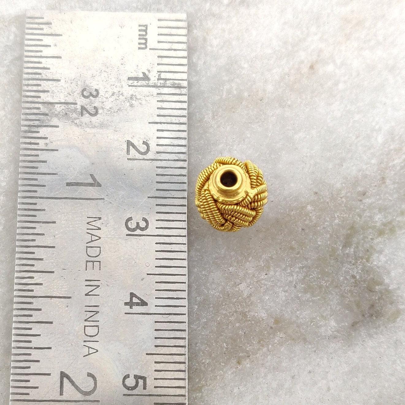 18K Solid Yellow Gold Vintage Knot Spacer Beads 9.5x9mm - Kanika Creations