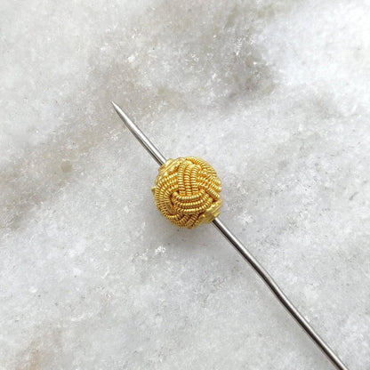 18K Solid Yellow Gold Knot Spacer Beads 9.5x8mm - Kanika Creations