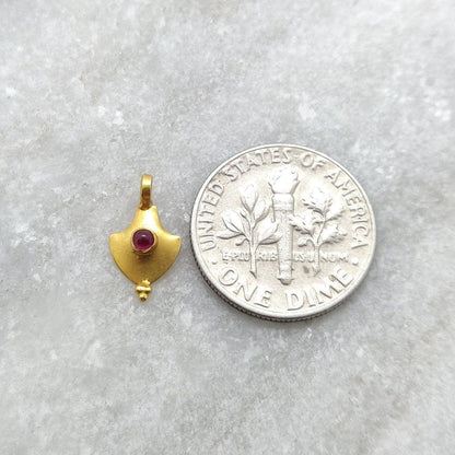 18k Solid Yellow Gold Fancy Stone Studded Charm 7x12mm - Kanika Creations