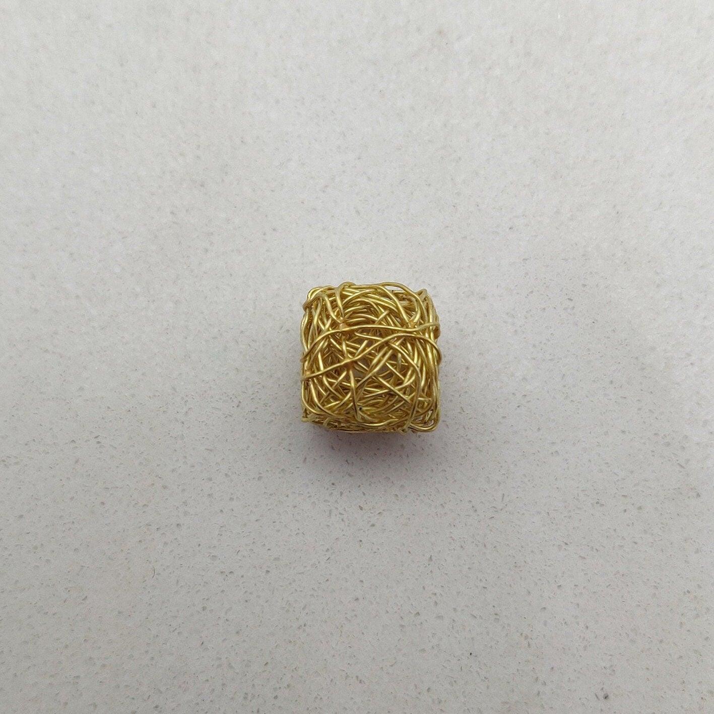 18k Gold Wire Wrapped Cube Spacer Beads Finding Supplies - Kanika Creations