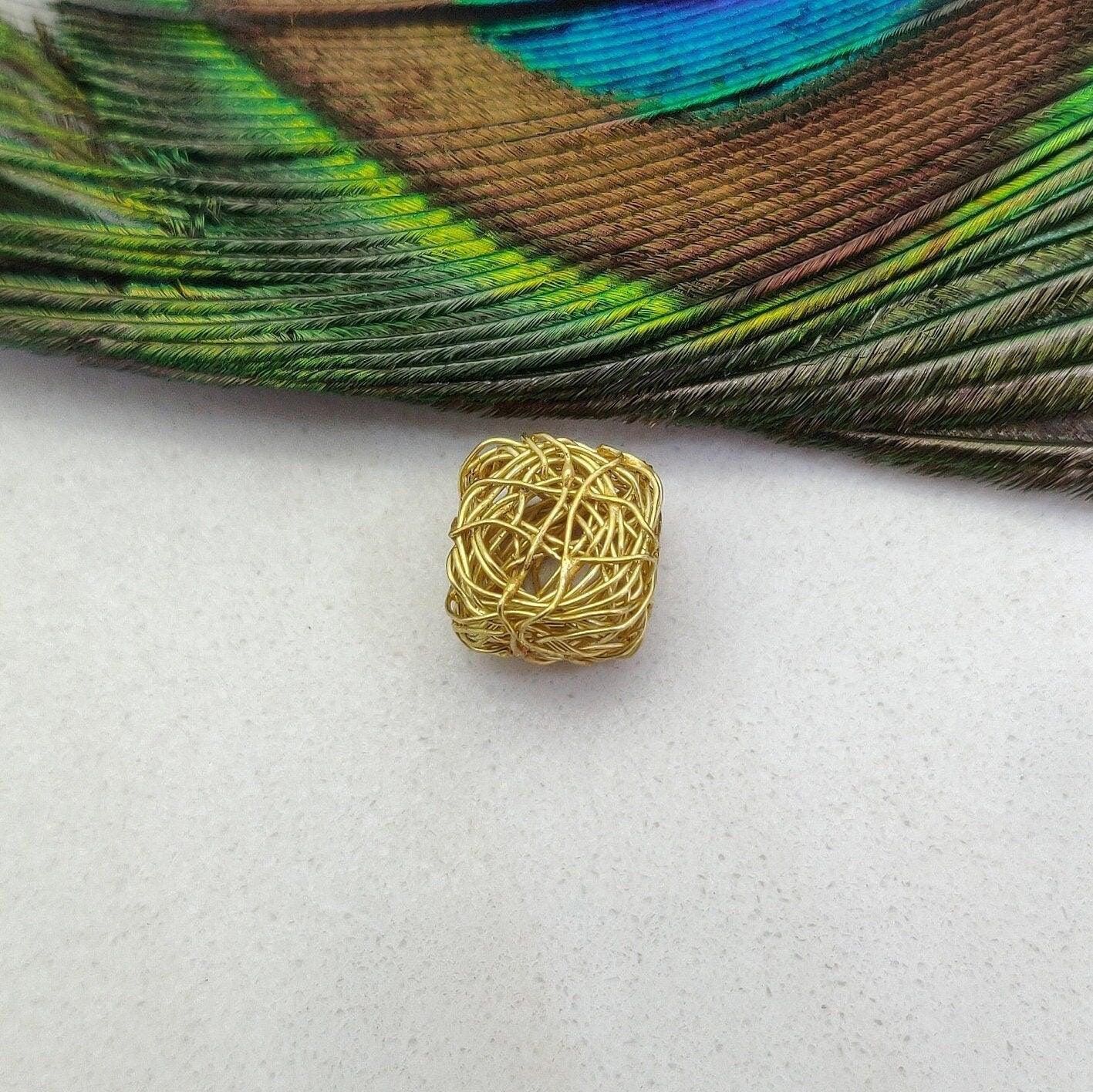 18k Gold Wire Wrapped Cube Spacer Beads Finding Supplies - Kanika Creations