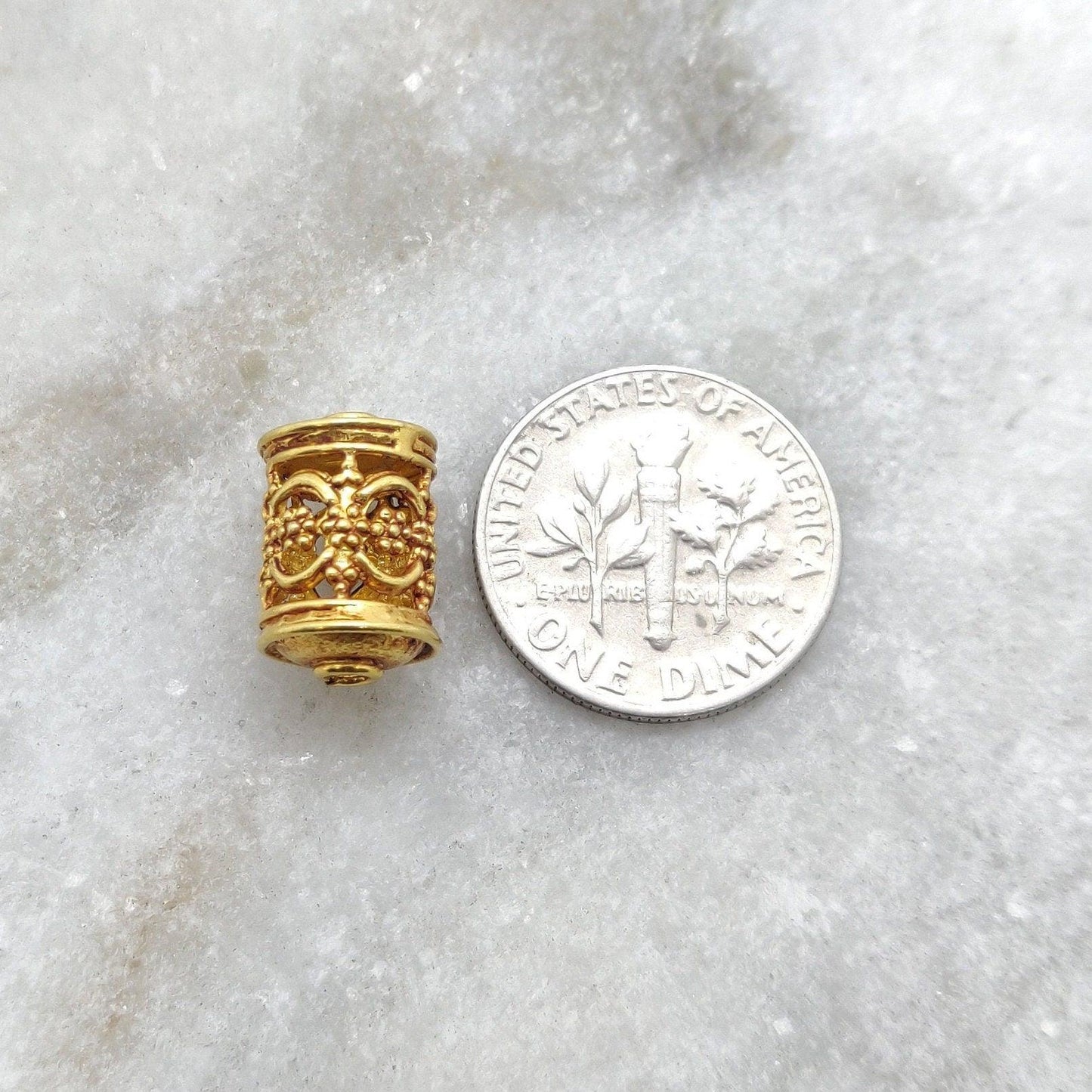 18k Solid Yellow Gold Tube Spacer Beads 8x13mm - Kanika Creations