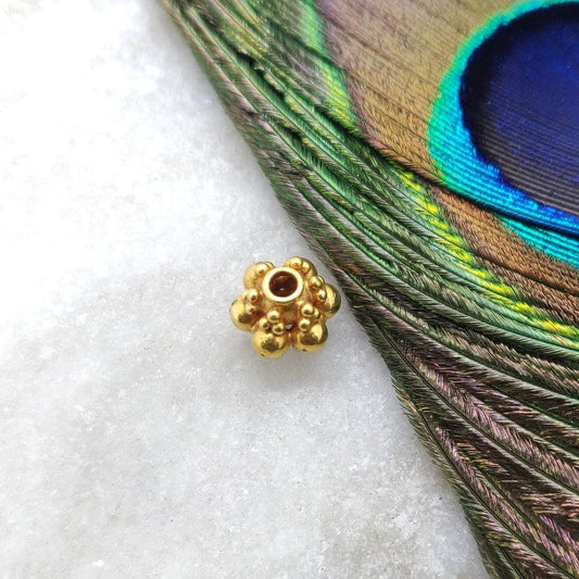 18k Solid Yellow Gold Fancy Floral Spacer Beads 7mm - Kanika Creations