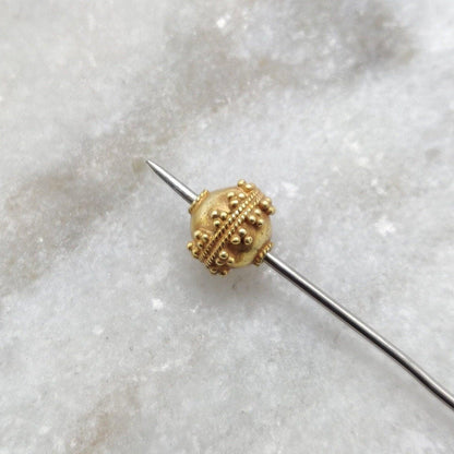 18k Solid Yellow Gold Textured Ball Spacer Beads 8x9mm - Kanika Creations