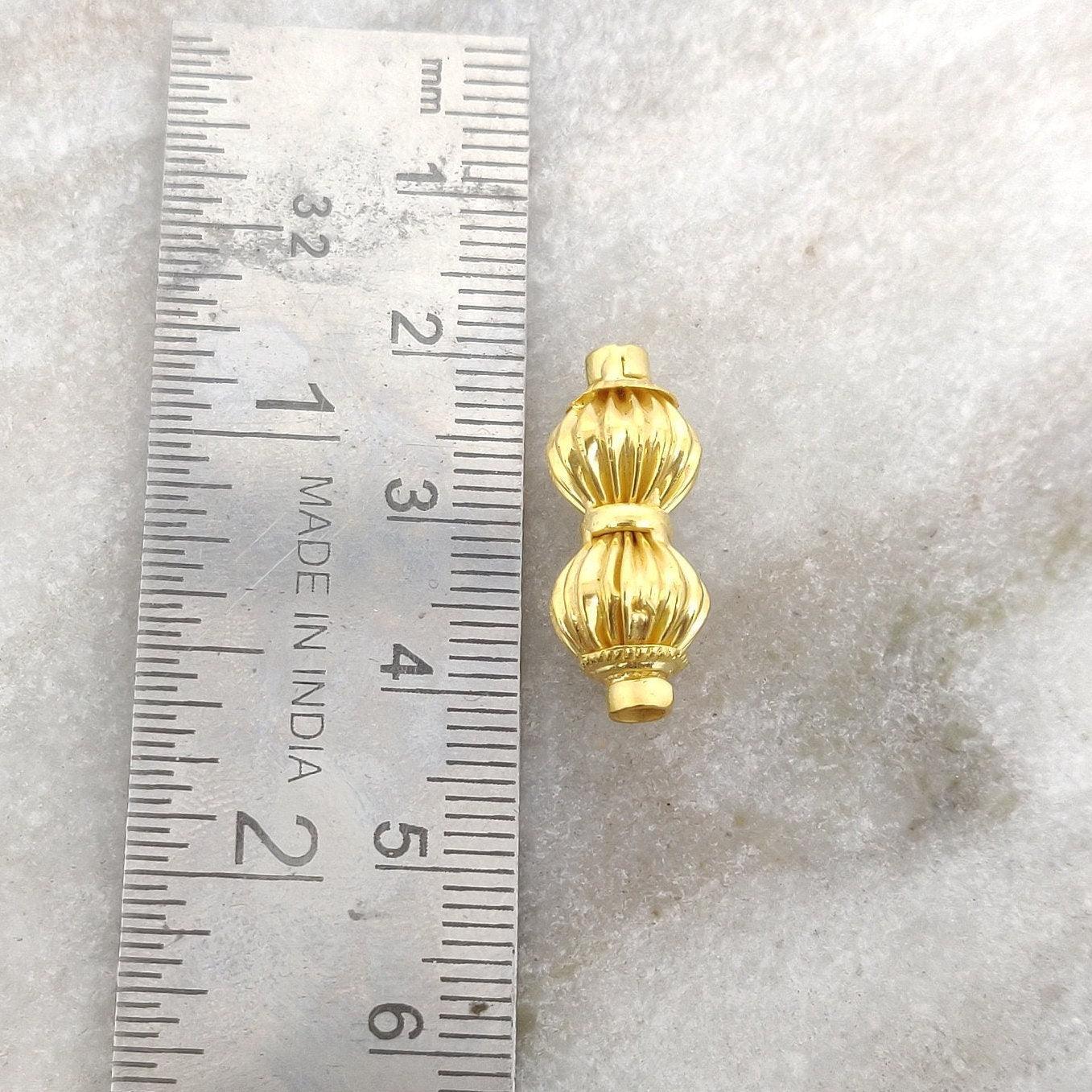 18K Solid Yellow Gold Fancy Spacer Beads 21x9mm - Kanika Creations