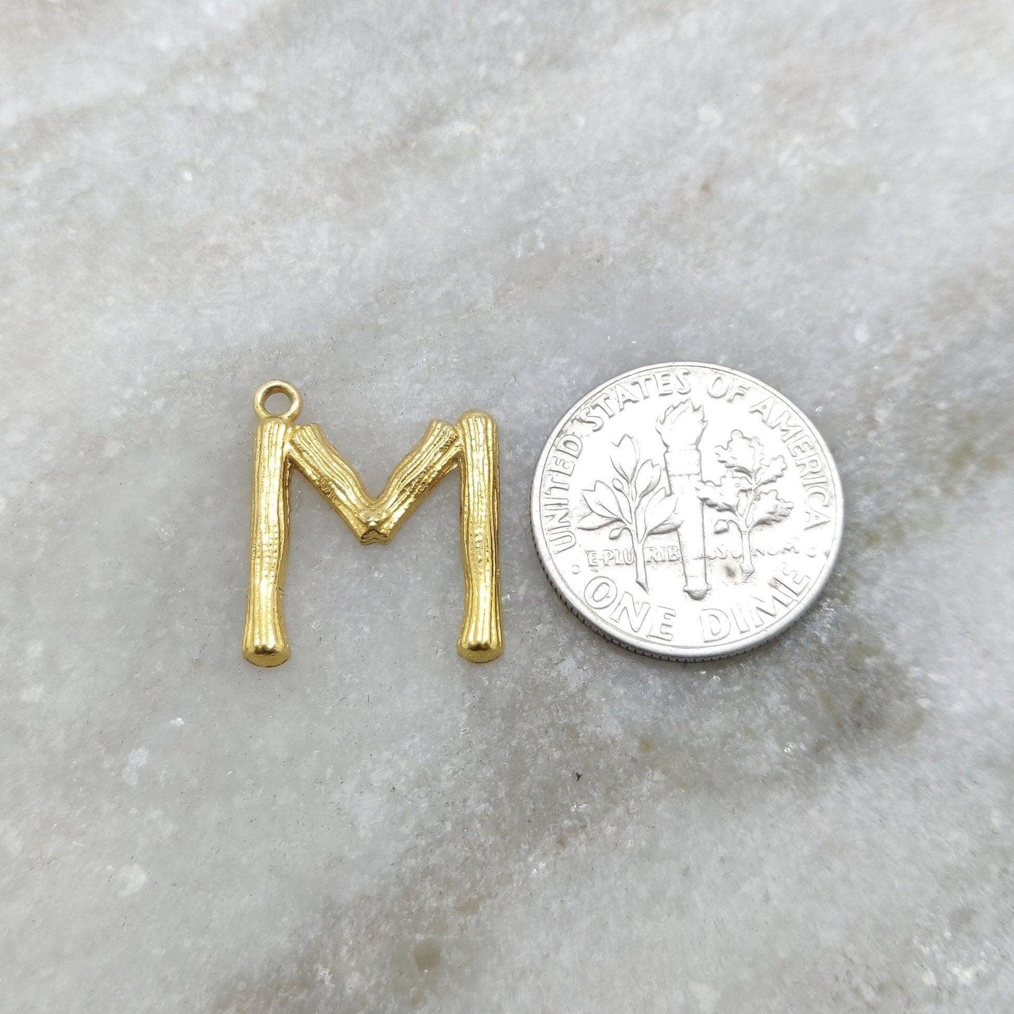 Initial M Letter Gold Pendant in 18K Yellow Gold - Kanika Creations