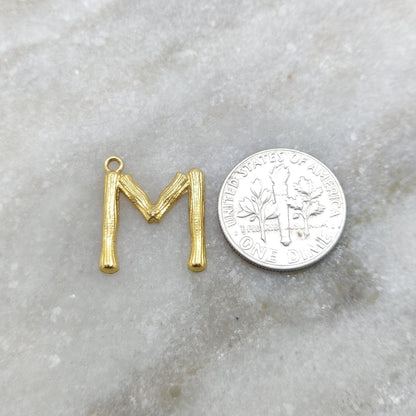 Initial M Letter Gold Pendant in 18K Yellow Gold - Kanika Creations