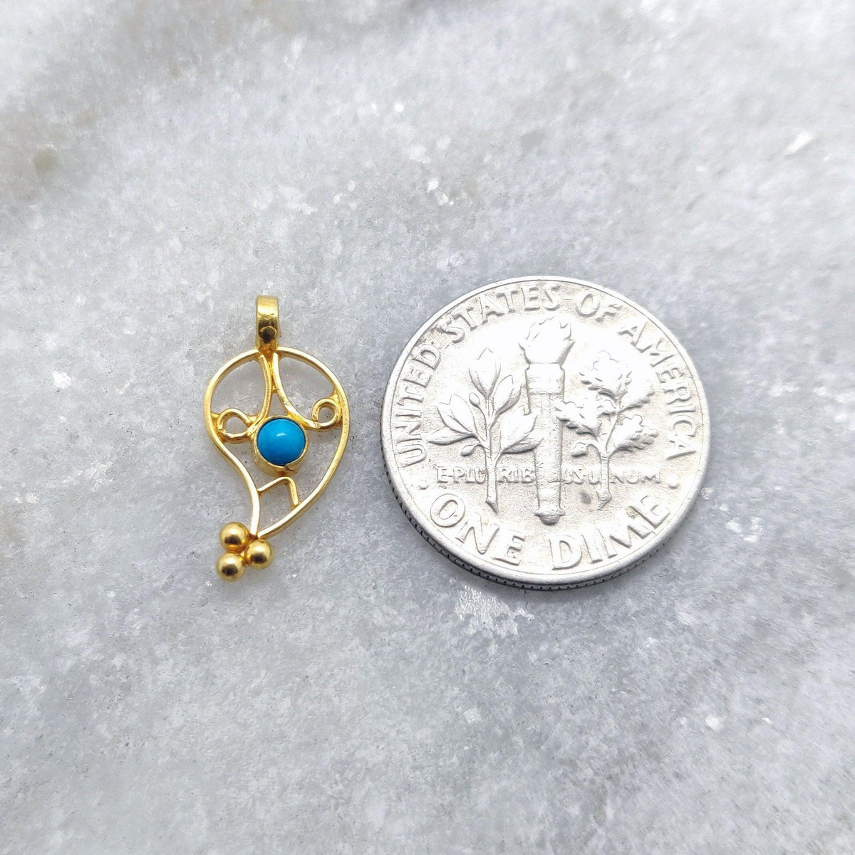 18k Solid Yellow Gold Fancy Charm Pendant 16x8 mm - Kanika Creations