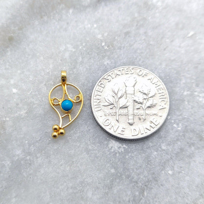 18k Solid Yellow Gold Fancy Charm Pendant 16x8 mm - Kanika Creations