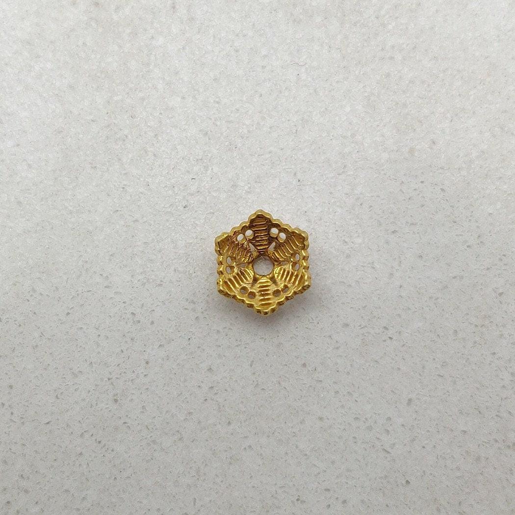 18k Solid Yellow Gold Hexagon Spacer Beads 6X3 mm - Kanika Creations