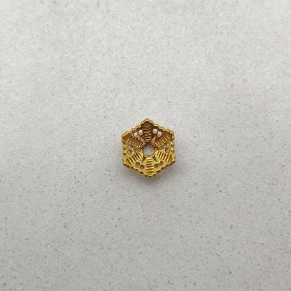 18k Solid Yellow Gold Hexagon Spacer Beads 6X3 mm - Kanika Creations