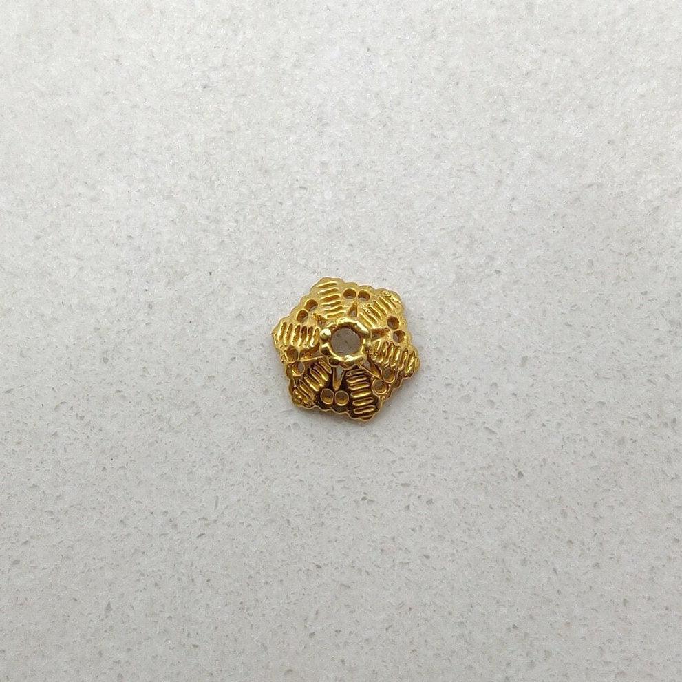 18k Solid Yellow Gold Hexagon Spacer Beads 6X3 mm - Kanika Creations