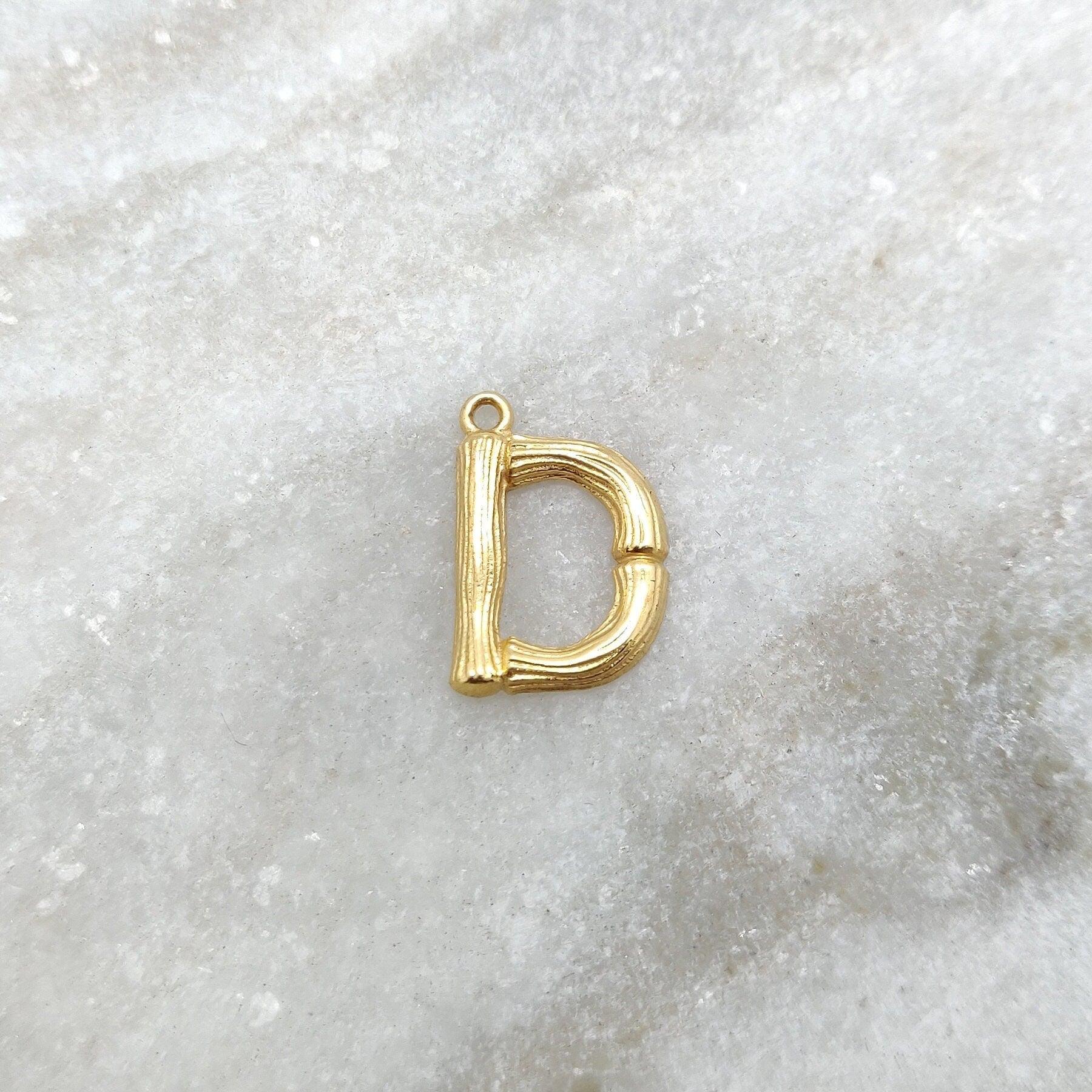 18K Gold D capital Initial Alphabet Pendant - Kanika Creations