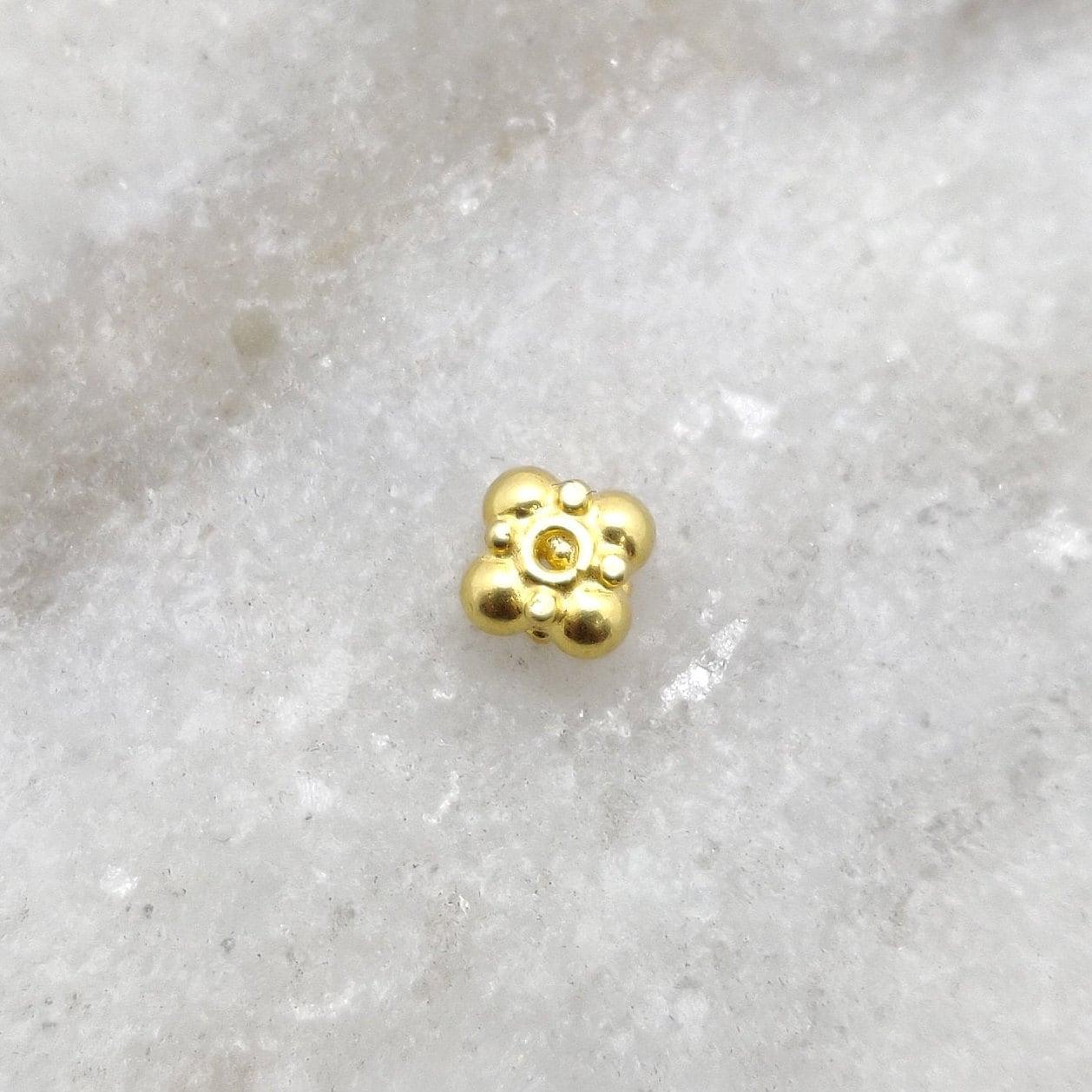 18K Solid Yellow Gold Wheel Spacer Beads 3x5mm - Kanika Creations