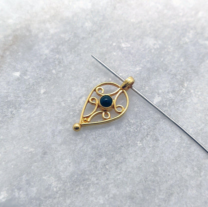 18k Solid Yellow Gold Stone Charm Pendant Finding Supplies - Kanika Creations
