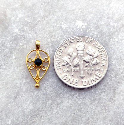 18k Solid Yellow Gold Stone Charm Pendant Finding Supplies - Kanika Creations