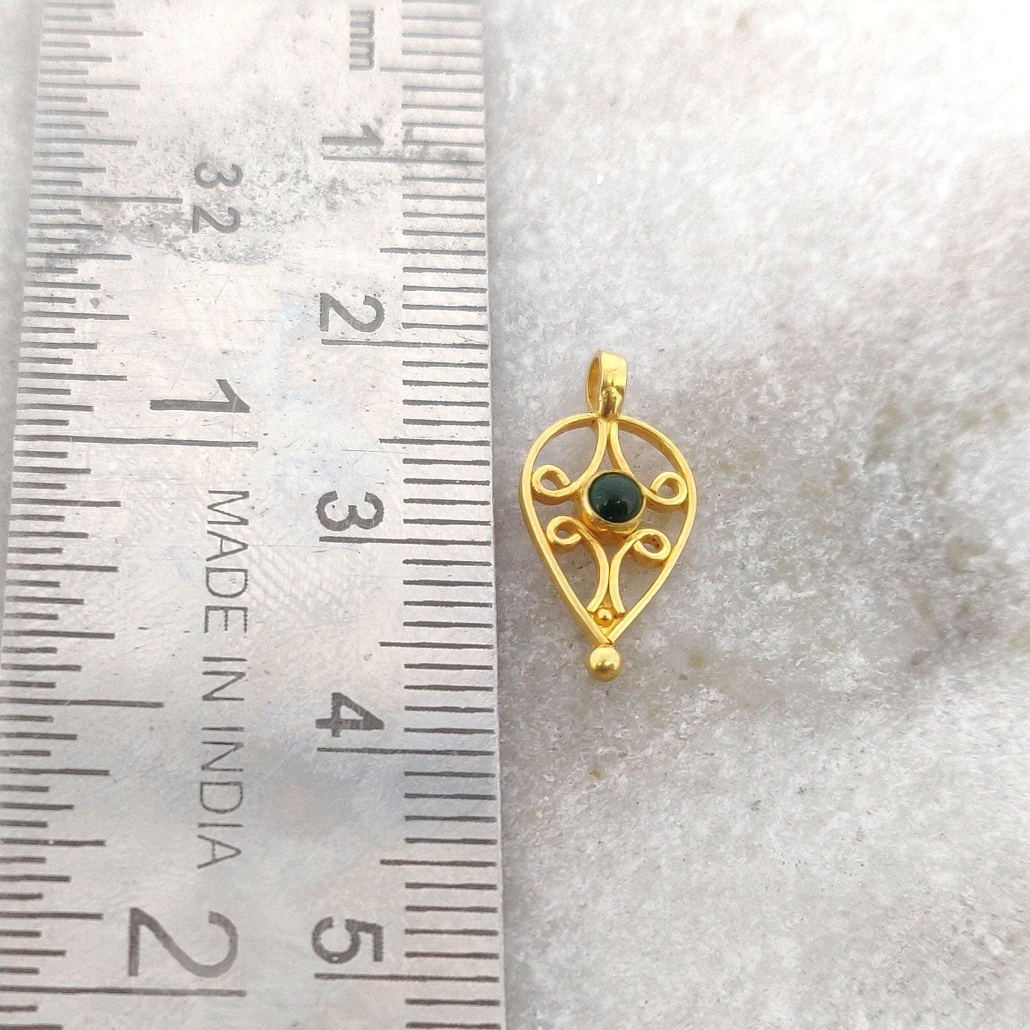 18k Solid Yellow Gold Stone Charm Pendant Finding Supplies - Kanika Creations