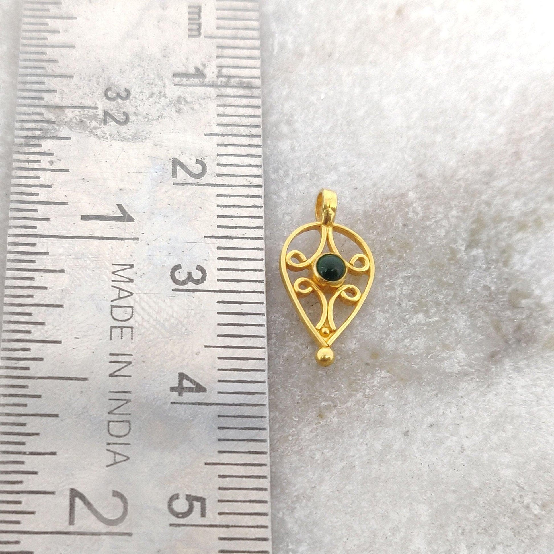 18k Solid Yellow Gold Stone Charm Pendant Finding Supplies - Kanika Creations