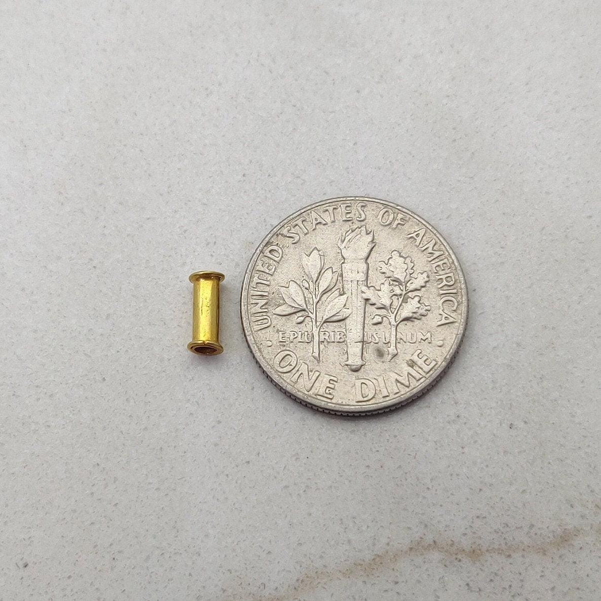 18K Solid Yellow Gold Tube Spacer Beads Sold as 2 Pcs - Kanika Creations