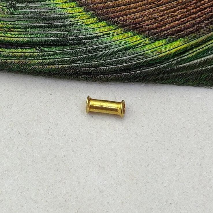 18K Solid Yellow Gold Tube Spacer Beads Sold as 2 Pcs - Kanika Creations