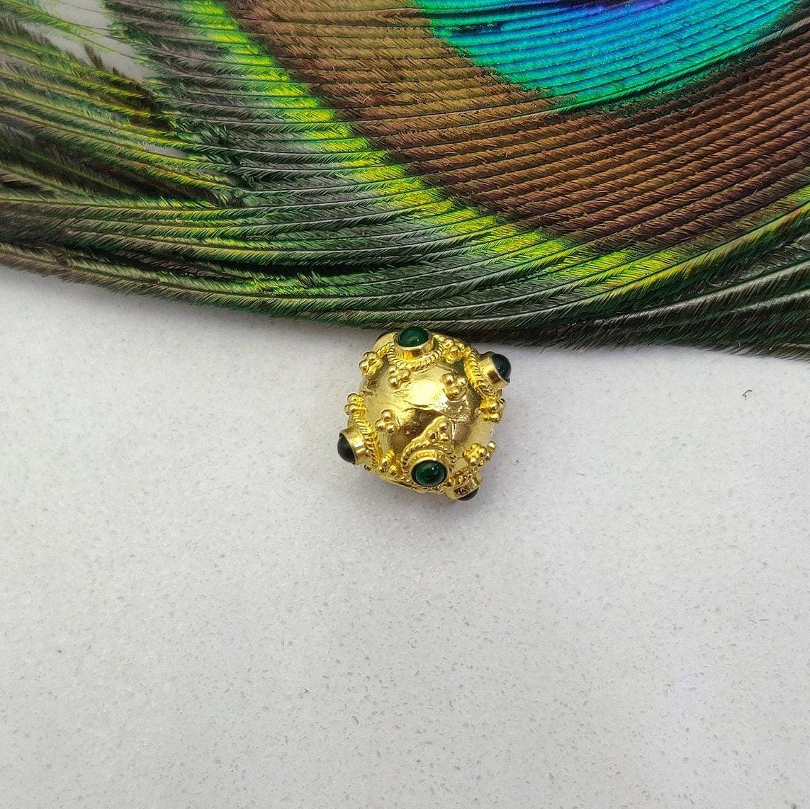 18k Solid Yellow Gold Emerald Beads-10 MM - Kanika Creations