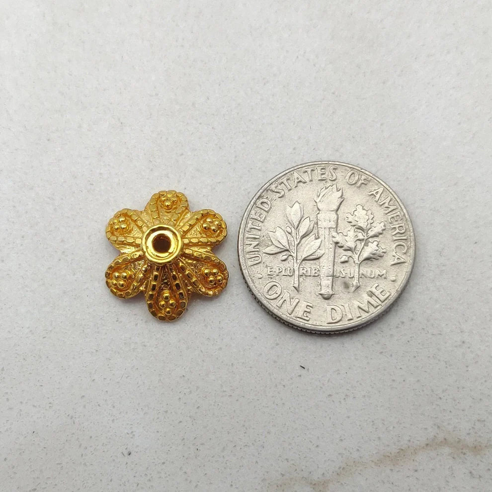 18K Solid Yellow Gold Spacer Caps 13MM