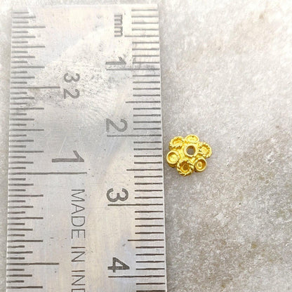 18k Solid Yellow Gold Plain Beads Caps Supplies 6mm - Kanika Creations