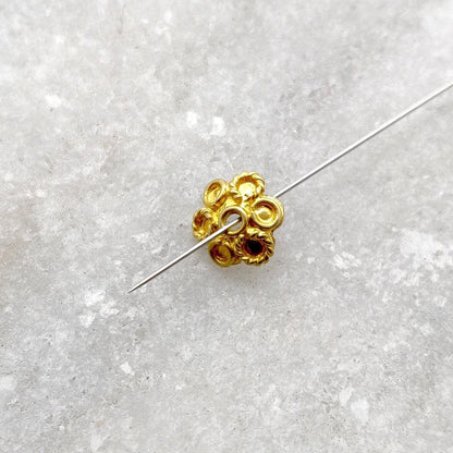 18k Solid Yellow Gold Plain Beads Caps Supplies 6mm - Kanika Creations