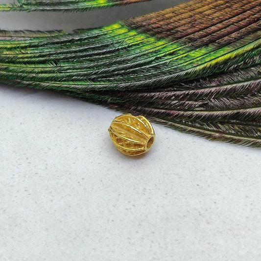 18k Solid Yellow Gold 5x6mm Oval Spacer Beads - Kanika Creations