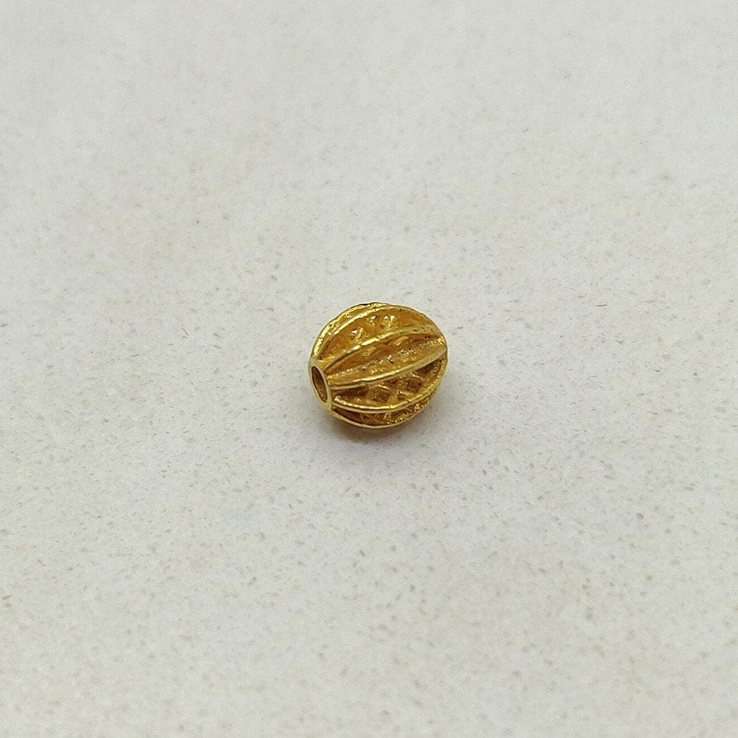 18k Solid Yellow Gold 5x6mm Oval Spacer Beads - Kanika Creations