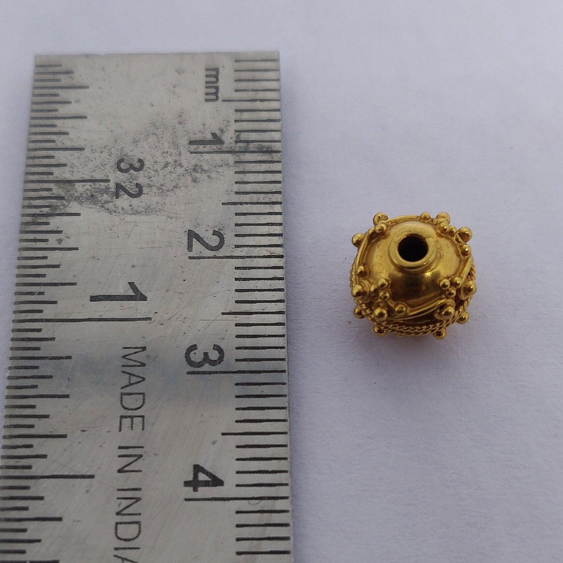 18k Solid Yellow Gold Round DIY Craft Beads 9mm - Kanika Creations